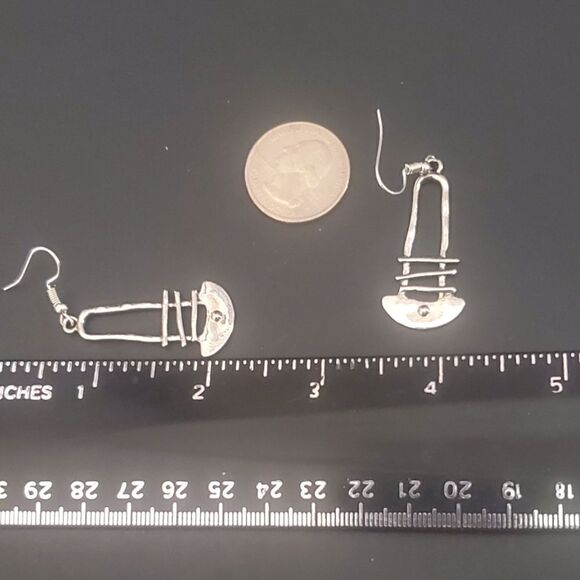 New Women's Bohemian Style Vintage looking Silver Drop Earrings hook design - Picture 5 of 9